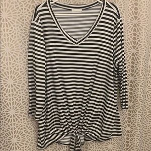 Black & white Striped Knot Tie Top